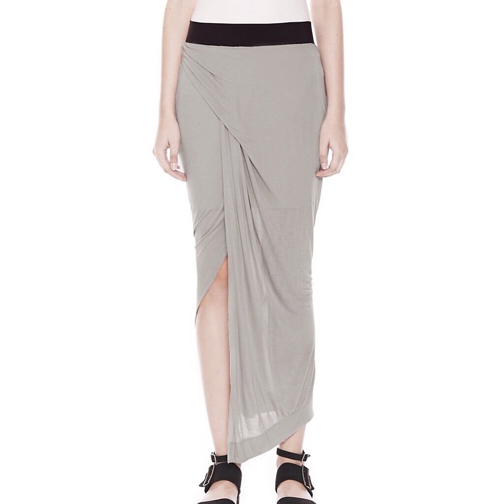 HELMUT LANG Slack Jersey Draped Skirt in Stone Gray Size P XS